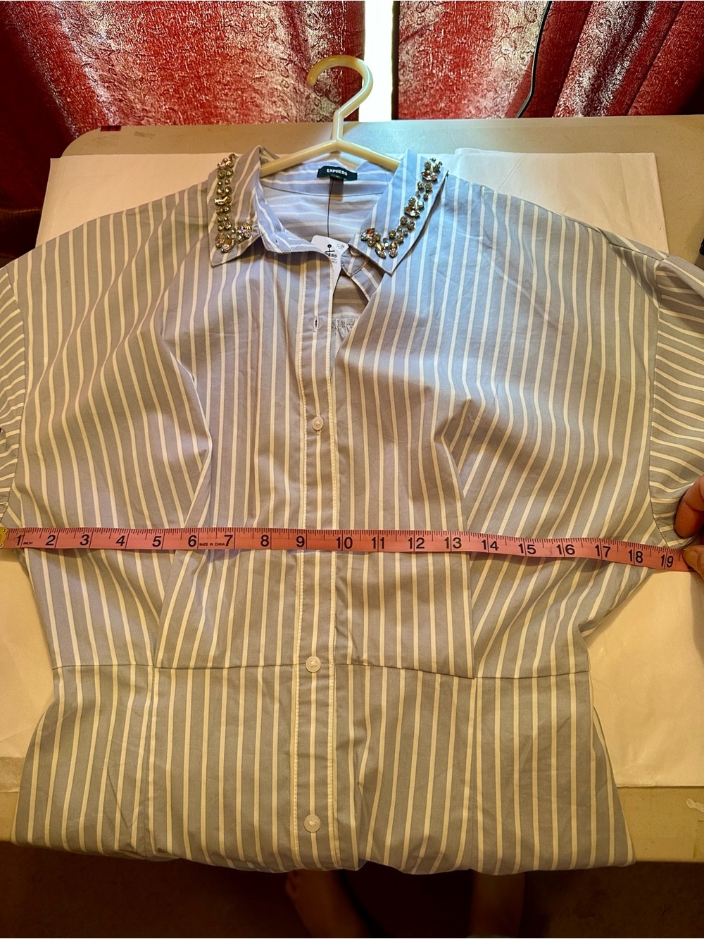 NWT Express Striped Button-Front Shirt Dress size M - Picture 5 of 5